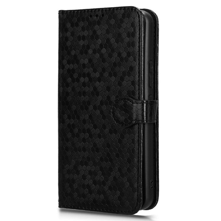 For vivo Y03 Case Dots Imprinted Shockproof Wallet Phone Cover - Black