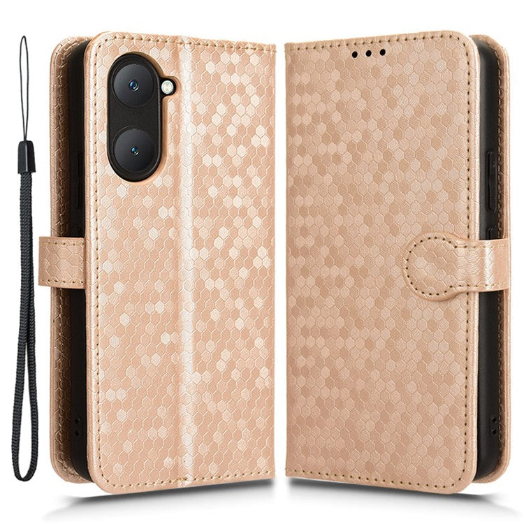 For vivo Y03 Case Dots Imprinted Shockproof Wallet Phone Cover - Rose Gold