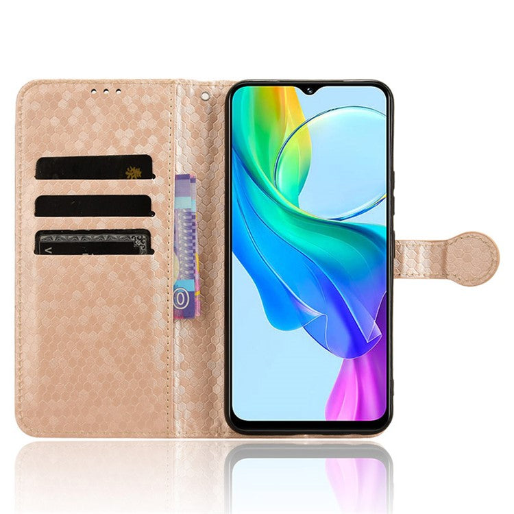 For vivo Y03 Case Dots Imprinted Shockproof Wallet Phone Cover - Rose Gold