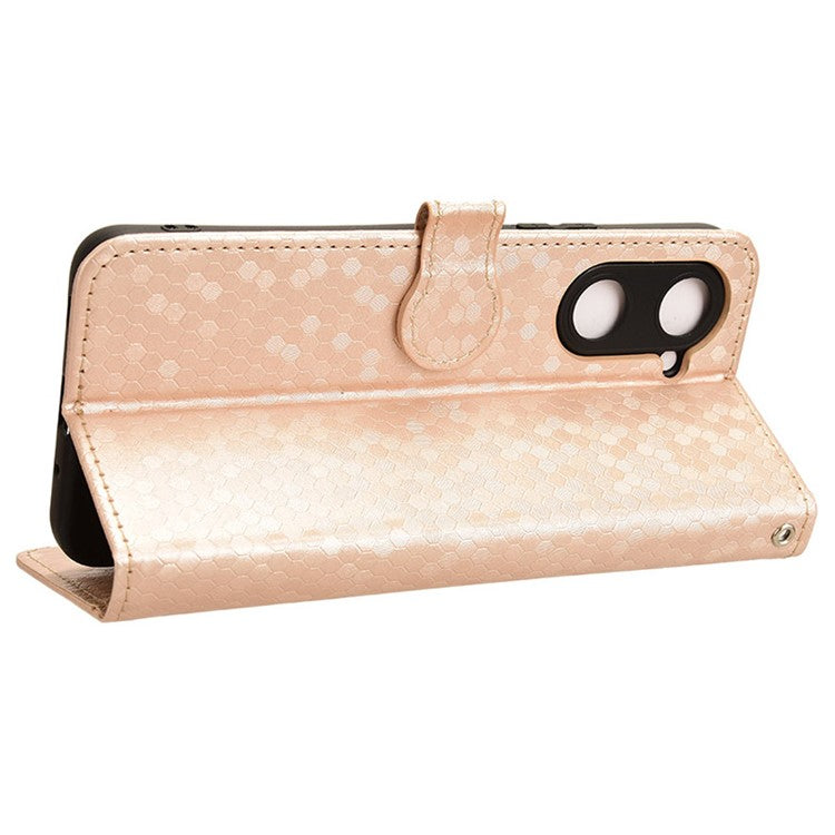 For vivo Y03 Case Dots Imprinted Shockproof Wallet Phone Cover - Rose Gold