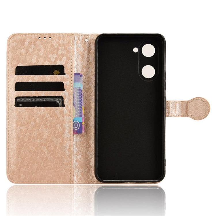 For vivo Y03 Case Dots Imprinted Shockproof Wallet Phone Cover - Rose Gold