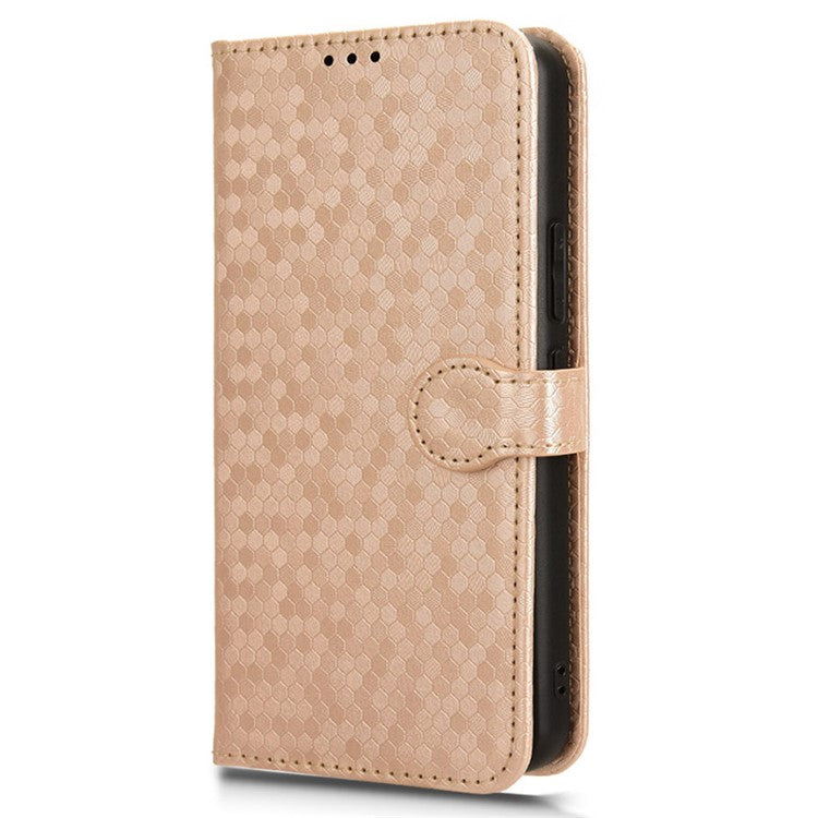 For vivo Y03 Case Dots Imprinted Shockproof Wallet Phone Cover - Rose Gold