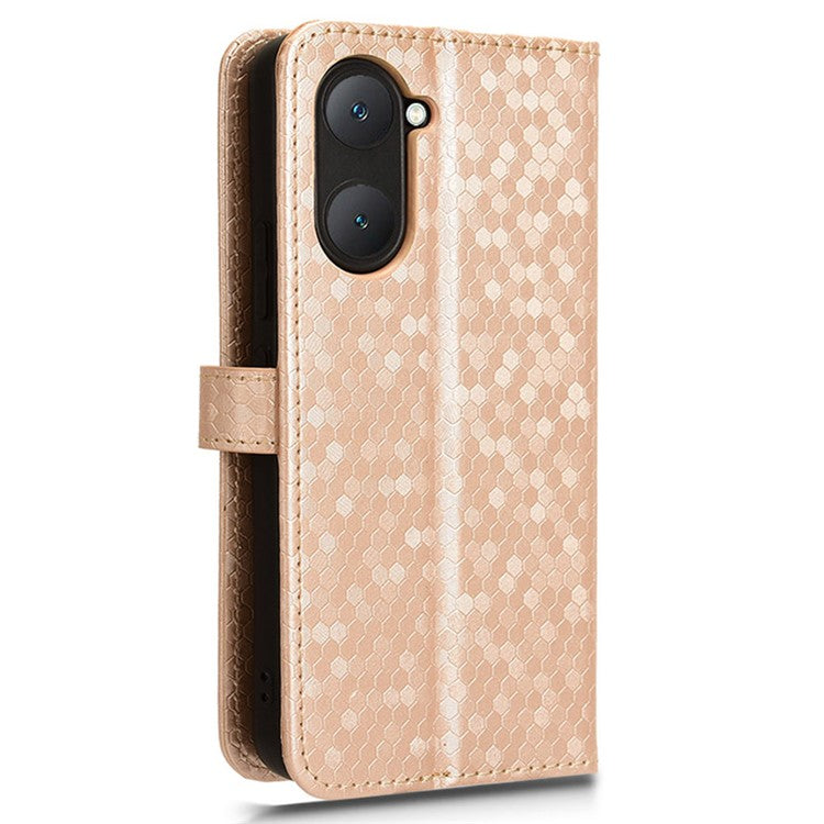 For vivo Y03 Case Dots Imprinted Shockproof Wallet Phone Cover - Rose Gold