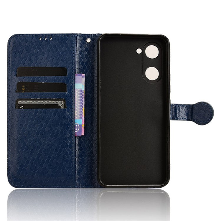 For vivo Y03 Case Dots Imprinted Shockproof Wallet Phone Cover - Dark Blue