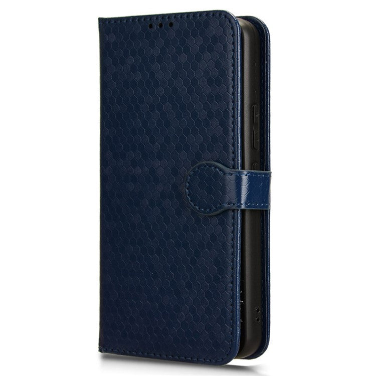 For vivo Y03 Case Dots Imprinted Shockproof Wallet Phone Cover - Dark Blue