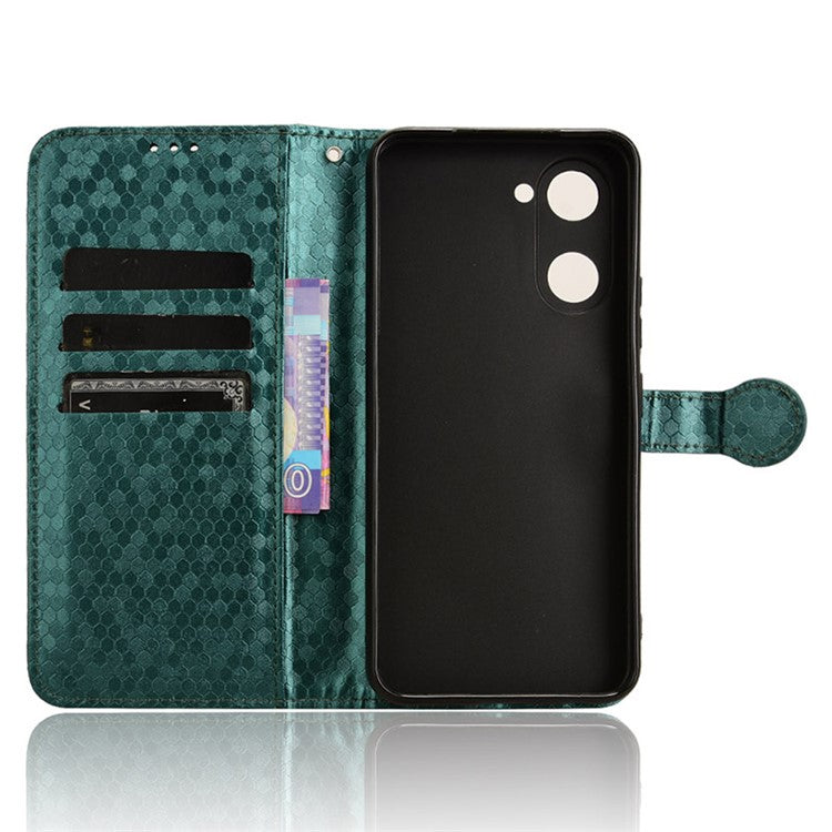 For vivo Y03 Case Dots Imprinted Shockproof Wallet Phone Cover - Green