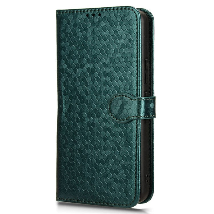 For vivo Y03 Case Dots Imprinted Shockproof Wallet Phone Cover - Green