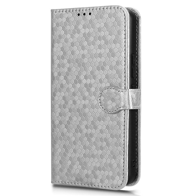 For vivo Y03 Case Dots Imprinted Shockproof Wallet Phone Cover - Silver