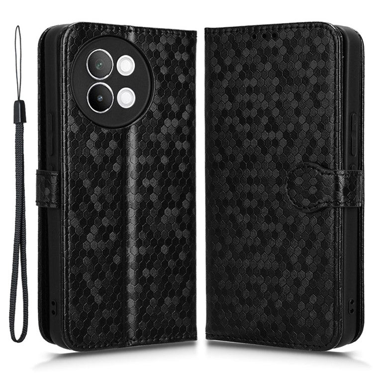 For vivo S18e 5G Magnetic Phone Case Dots Imprinted Card Holder Anti-scratch Cover - Black