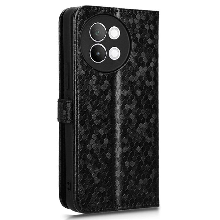 For vivo S18e 5G Magnetic Phone Case Dots Imprinted Card Holder Anti-scratch Cover - Black