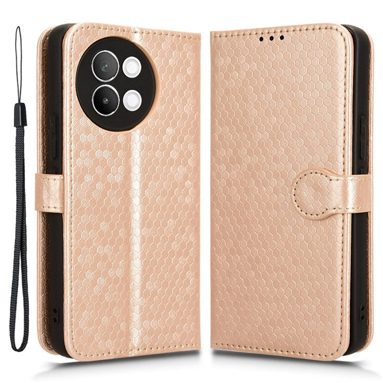 For vivo S18e 5G Magnetic Phone Case Dots Imprinted Card Holder Anti-scratch Cover - Rose Gold