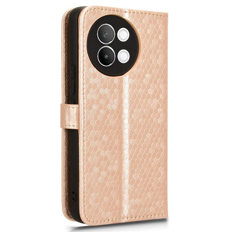 For vivo S18e 5G Magnetic Phone Case Dots Imprinted Card Holder Anti-scratch Cover - Rose Gold