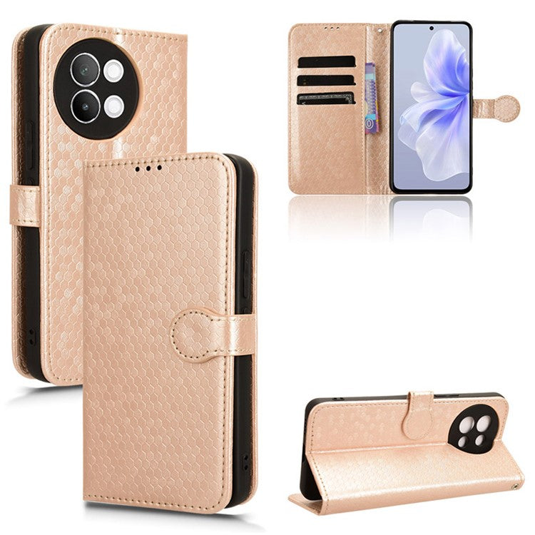 For vivo S18e 5G Magnetic Phone Case Dots Imprinted Card Holder Anti-scratch Cover - Rose Gold