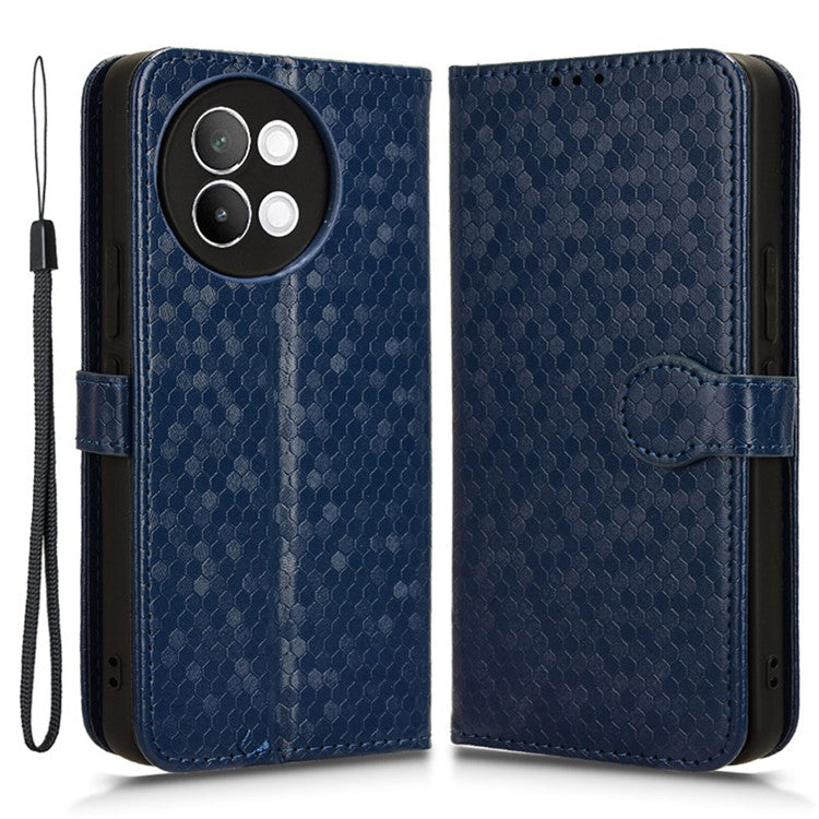 For vivo S18e 5G Magnetic Phone Case Dots Imprinted Card Holder Anti-scratch Cover - Dark Blue