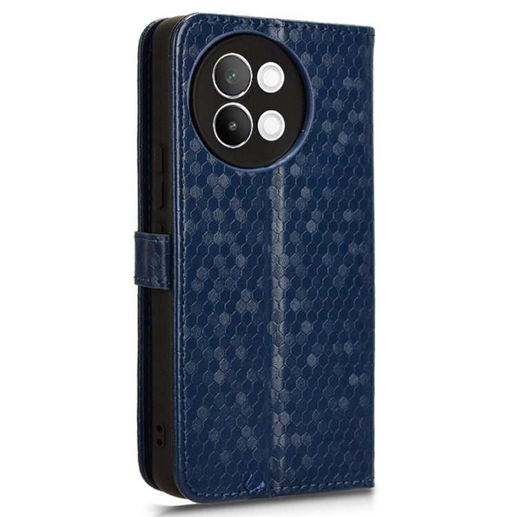 For vivo S18e 5G Magnetic Phone Case Dots Imprinted Card Holder Anti-scratch Cover - Dark Blue