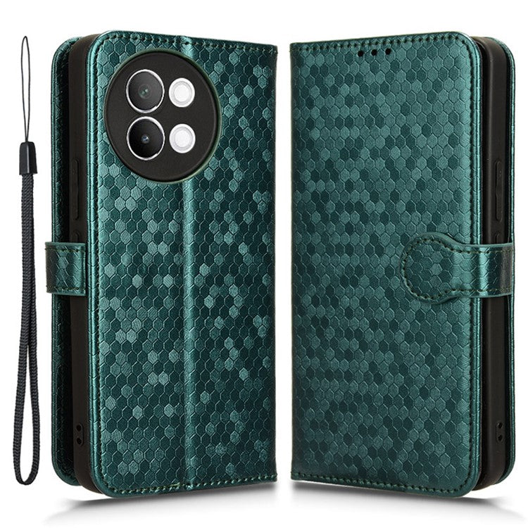 For vivo S18e 5G Magnetic Phone Case Dots Imprinted Card Holder Anti-scratch Cover - Green