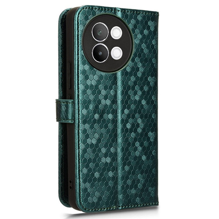 For vivo S18e 5G Magnetic Phone Case Dots Imprinted Card Holder Anti-scratch Cover - Green