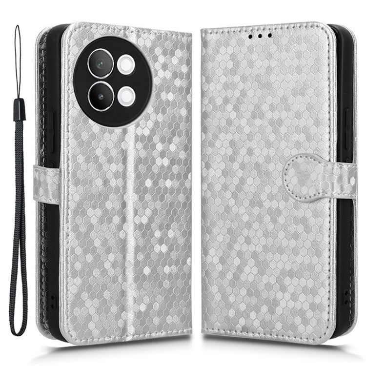 For vivo S18e 5G Magnetic Phone Case Dots Imprinted Card Holder Anti-scratch Cover - Silver