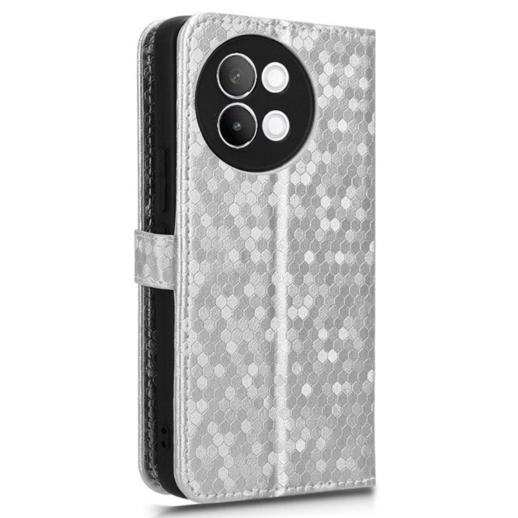 For vivo S18e 5G Magnetic Phone Case Dots Imprinted Card Holder Anti-scratch Cover - Silver