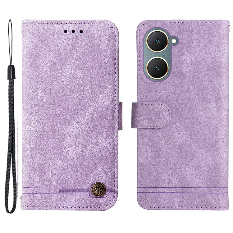 For vivo Y03 Case Skin-touch PU Leather Phone Stand Cover - Purple