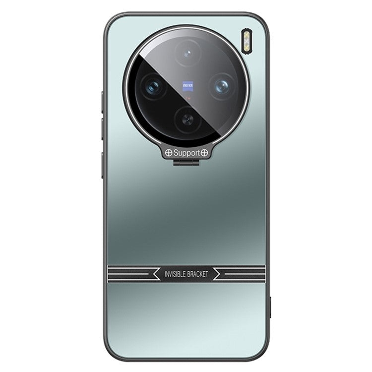 For vivo X100 Pro 5G Case Metal Lens Frame PC+TPU Drop-proof Matte Phone Cover with Lens Film - Cyan