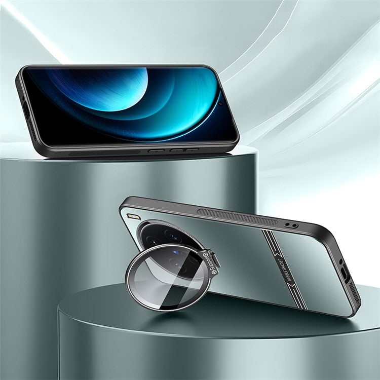 For vivo X100 Pro 5G Case Metal Lens Frame PC+TPU Drop-proof Matte Phone Cover with Lens Film - Cyan