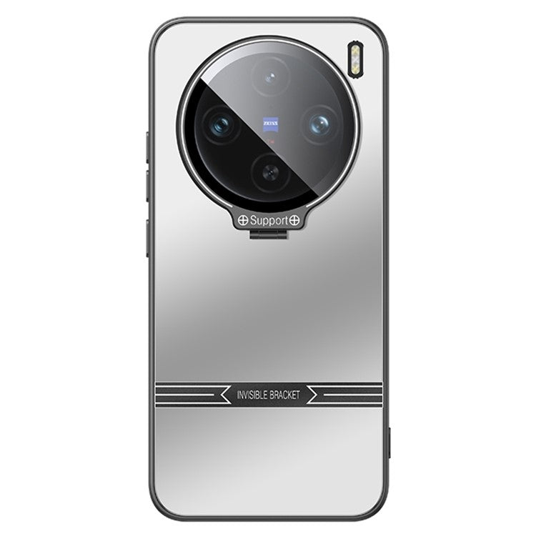 For vivo X100 Pro 5G Case Metal Lens Frame PC+TPU Drop-proof Matte Phone Cover with Lens Film - Silver