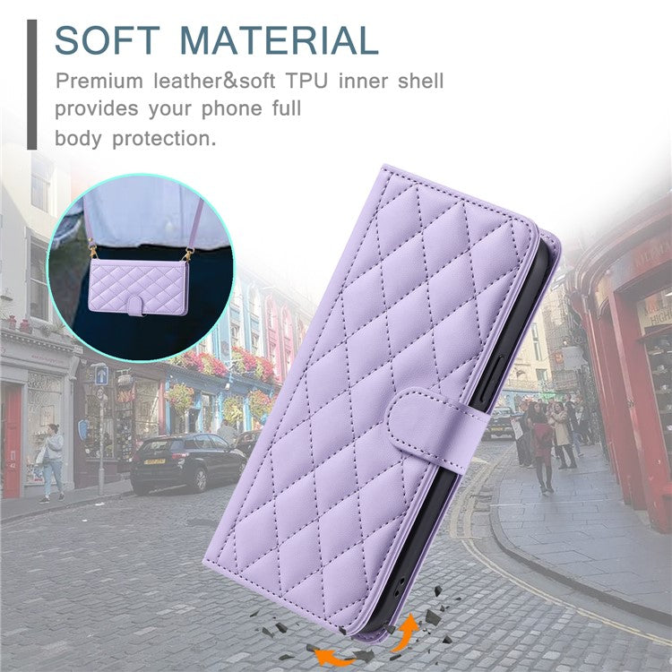 For vivo Y20 / Y20i / Y20s / Y20A / Y20G / Y11s / Y12s / iQOO U1x / Y12a Case Leather Wallet Flip Phone Cover with Shoulder Strap - Purple