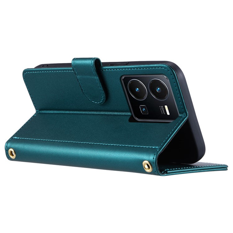 For vivo Y35 4G (2022) / Y22s 4G / Y22 4G / Y77 5G / Y77e 5G Case Wallet Rhombus Leather Phone Cover - Green