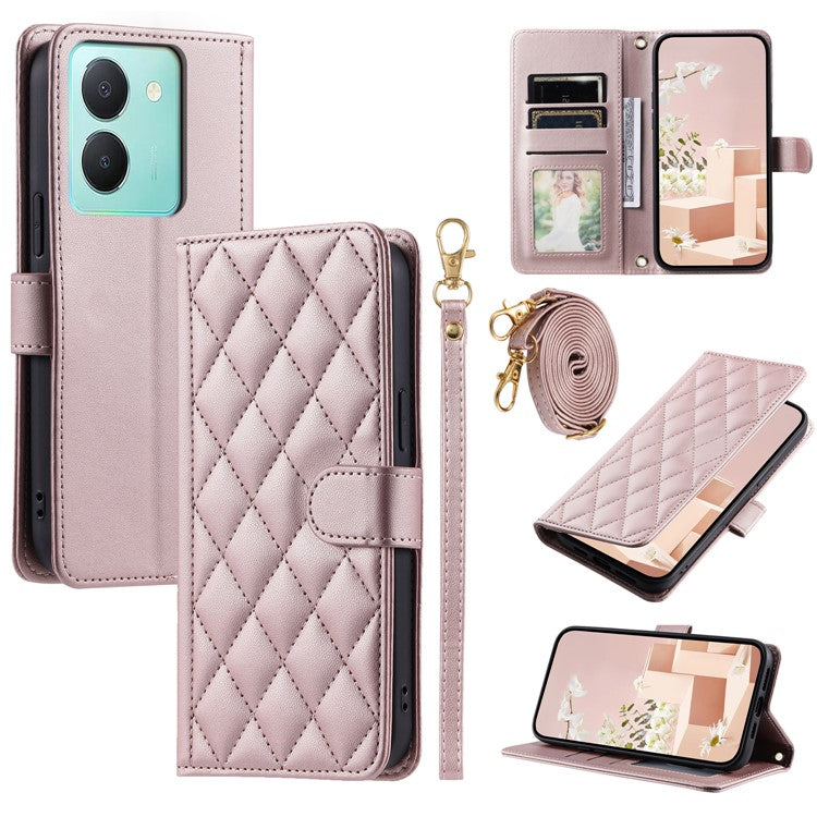 For vivo Y78 5G (China) / Y27 5G / Y27s 4G / Y100i 5G / Y77t 5G / Y36 5G (Global) / Y36 4G (Global) / Y36 4G (India) Leather Case - Rose Gold