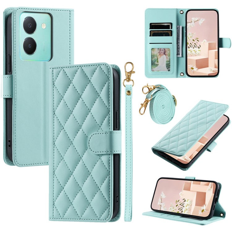 For vivo Y78 5G (China) / Y27 5G / Y27s 4G / Y100i 5G / Y77t 5G / Y36 5G (Global) / Y36 4G (Global) / Y36 4G (India) Leather Case - Mint Green