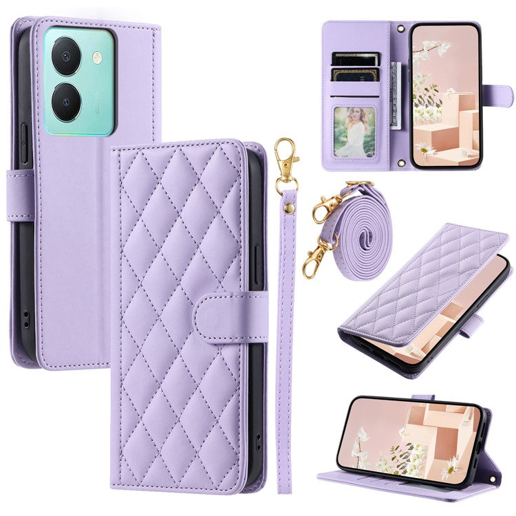 For vivo Y78 5G (China) / Y27 5G / Y27s 4G / Y100i 5G / Y77t 5G / Y36 5G (Global) / Y36 4G (Global) / Y36 4G (India) Leather Case - Purple