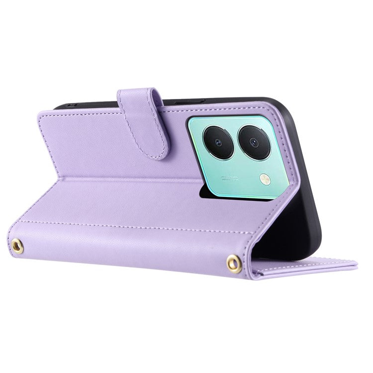 For vivo Y78 5G (China) / Y27 5G / Y27s 4G / Y100i 5G / Y77t 5G / Y36 5G (Global) / Y36 4G (Global) / Y36 4G (India) Leather Case - Purple