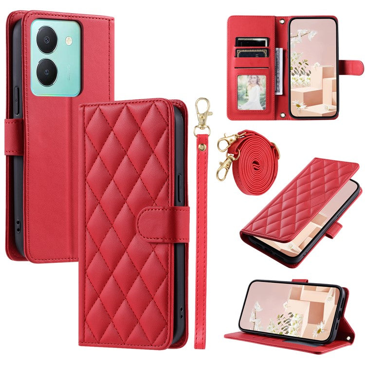 For vivo Y78 5G (China) / Y27 5G / Y27s 4G / Y100i 5G / Y77t 5G / Y36 5G (Global) / Y36 4G (Global) / Y36 4G (India) Leather Case - Red