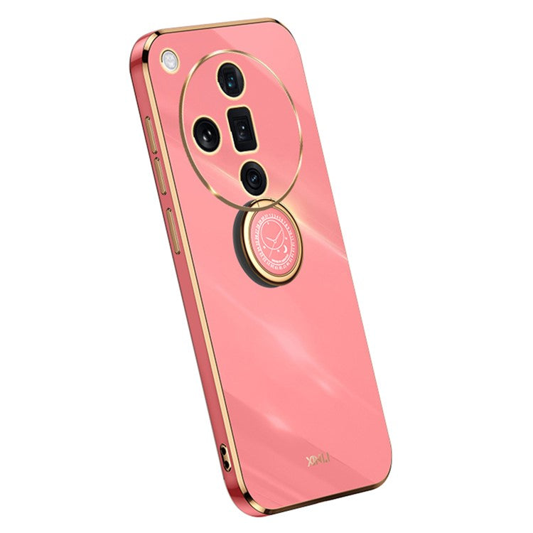 XINLI For Oppo Find X7 5G Phone Case Electroplating TPU Cover with Ring Kickstand - Red