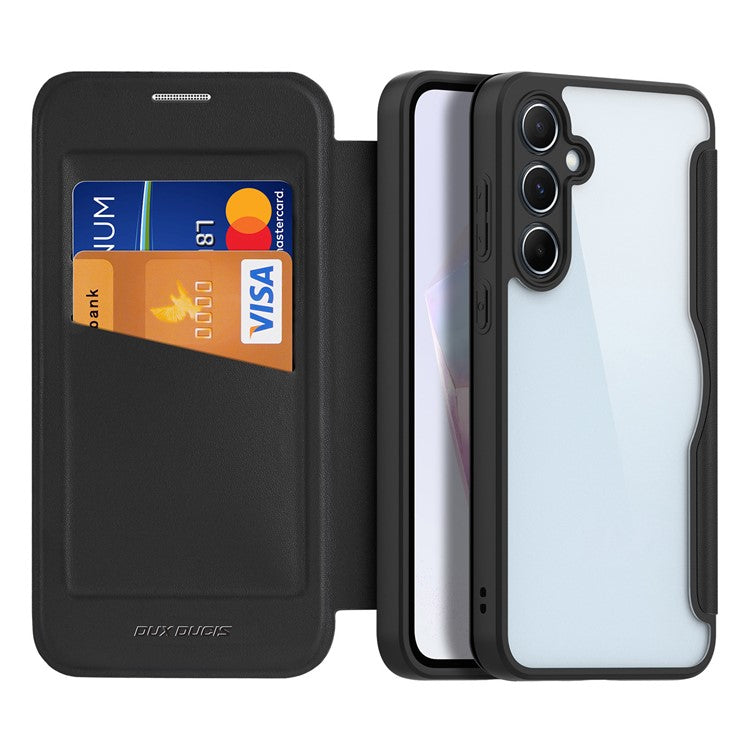 DUX DUCIS Skin X Pro for Samsung Galaxy A35 5G Leather Case Card Slots Flip Phone Cover - Black