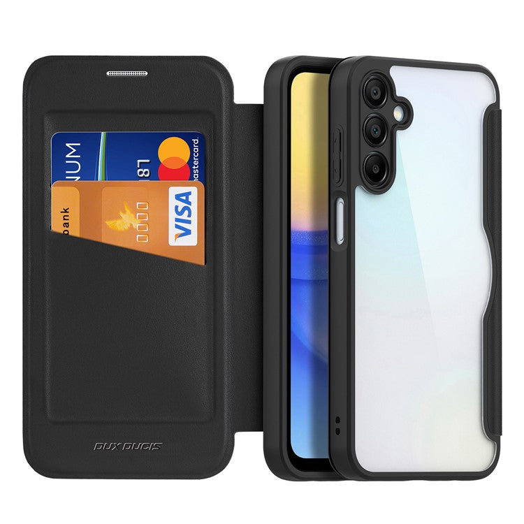 DUX DUCIS Skin X Pro for Samsung Galaxy A15 4G / A15 5G Leather Case Card Slots Flip Phone Cover - Black