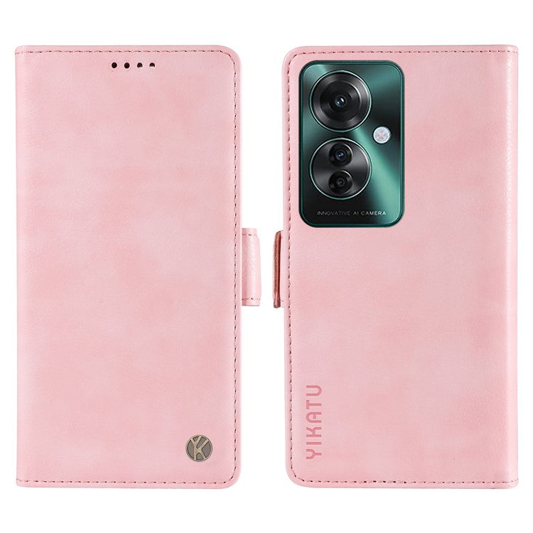 YIKATU YK-007 For Oppo Reno11 F 5G Case PU Leather+TPU Scratch-proof Mobile Phone Cover - Pink