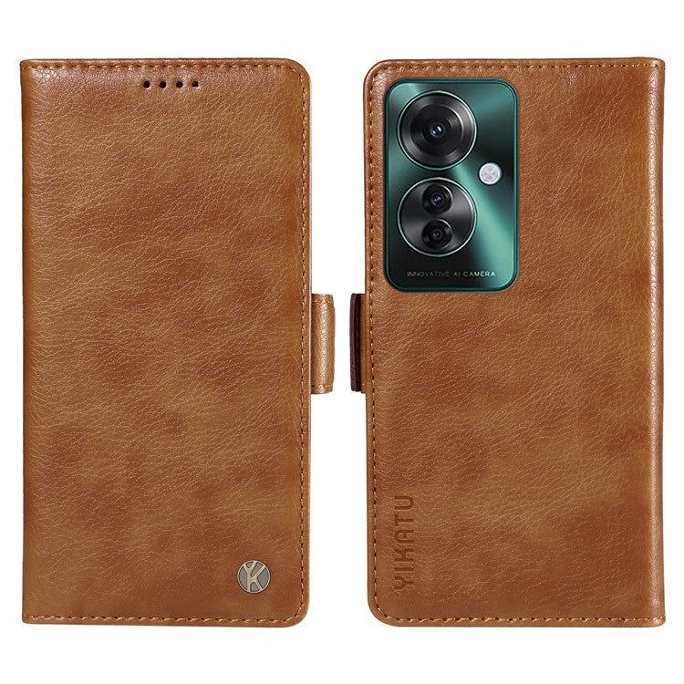 YIKATU YK-007 For Oppo Reno11 F 5G Case PU Leather+TPU Scratch-proof Mobile Phone Cover - Brown