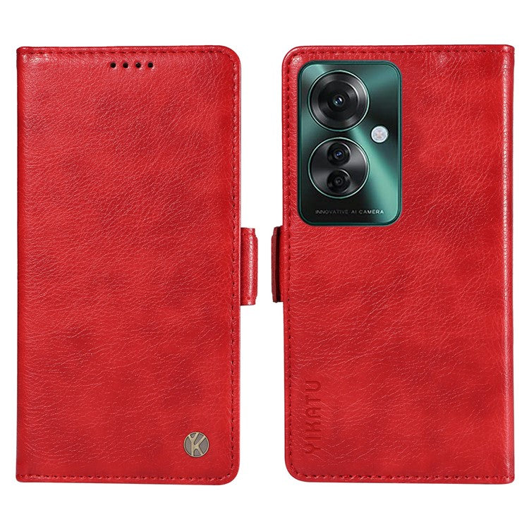 YIKATU YK-007 For Oppo Reno11 F 5G Case PU Leather+TPU Scratch-proof Mobile Phone Cover - Red