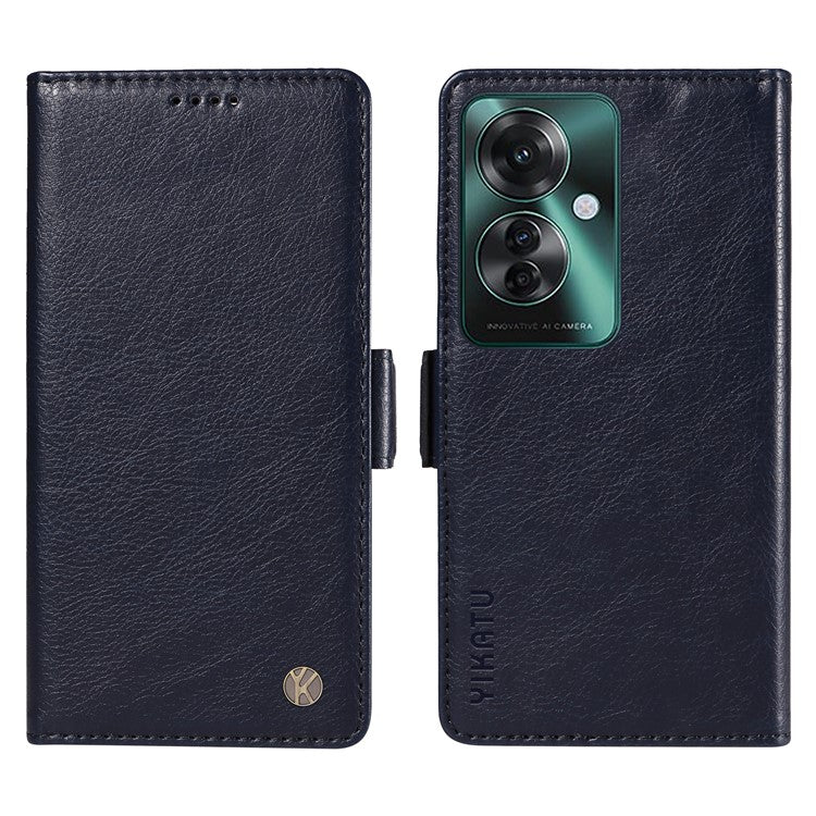 YIKATU YK-007 For Oppo Reno11 F 5G Case PU Leather+TPU Scratch-proof Mobile Phone Cover - Navy Blue