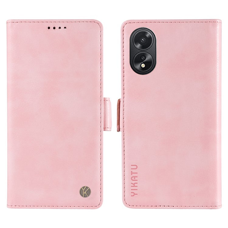 YIKATU YK-007 For Oppo A38 4G / A18 4G Leather Case Litchi Texture Wallet Shockproof Phone Cover - Pink