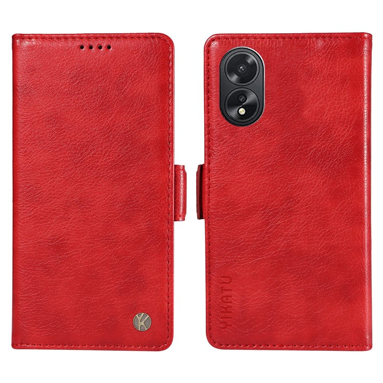 YIKATU YK-007 For Oppo A38 4G / A18 4G Leather Case Litchi Texture Wallet Shockproof Phone Cover - Red