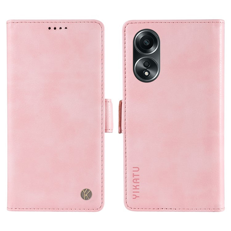 YIKATU YK-007 For Oppo A58 4G Case Litchi Texture Wallet Stand Phone Leather Cover - Pink