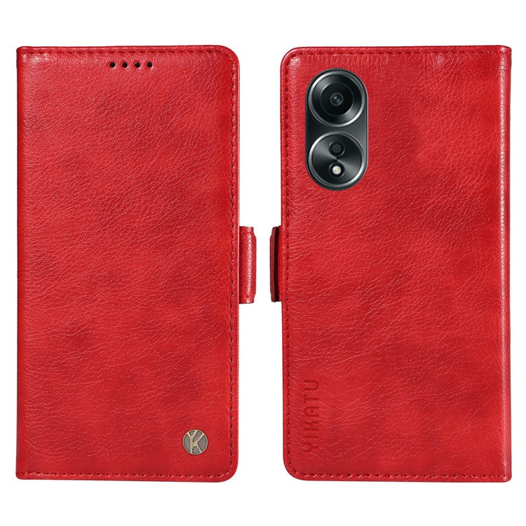 YIKATU YK-007 For Oppo A58 4G Case Litchi Texture Wallet Stand Phone Leather Cover - Red