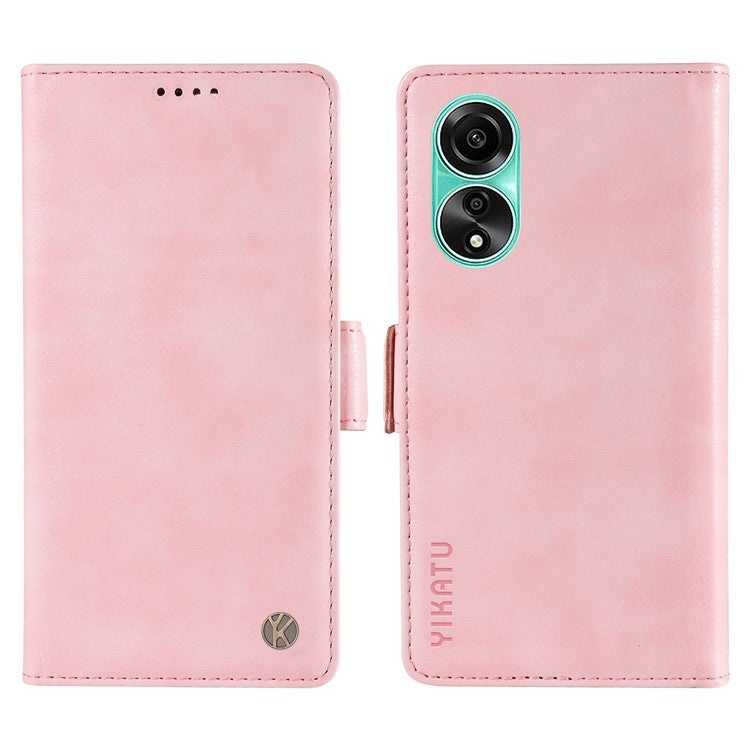 YIKATU YK-007 For Oppo A78 4G Case Litchi Texture Leather Scratch-Proof Phone Shell - Pink