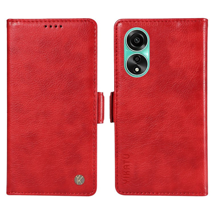 YIKATU YK-007 For Oppo A78 4G Case Litchi Texture Leather Scratch-Proof Phone Shell - Red