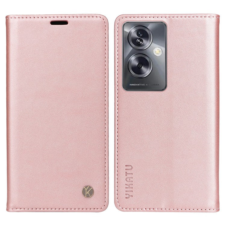 YIKATU YK-001 For Oppo A79 5G / A2 5G Case Magnetic Adsorption Leather Phone Cover - Rose Gold