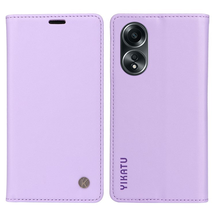 YIKATU YK-001 For Oppo A58 4G Case Magnetic Adsorption Wallet Leather Smartphone Cover - Purple