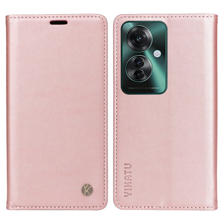 YIKATU YK-001 For Oppo Reno11 F 5G Slim Cover Magnetic Closing Leather Phone Shell - Rose Gold